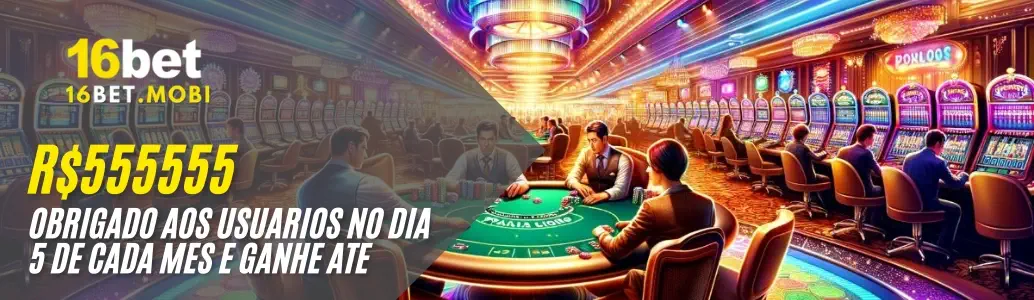 Banner de promoções de slots no 16BET cassino com bônus e giros grátis.